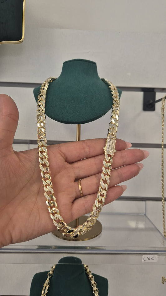 10mm Cz Curb Chain 22"