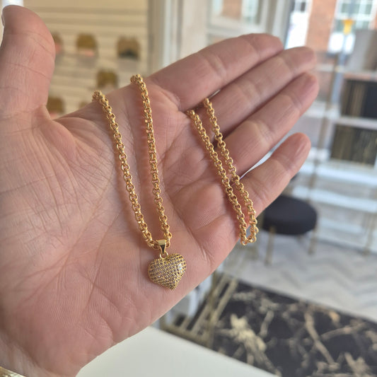 Coloured Heart Pendant On 4mm Belcher Chain