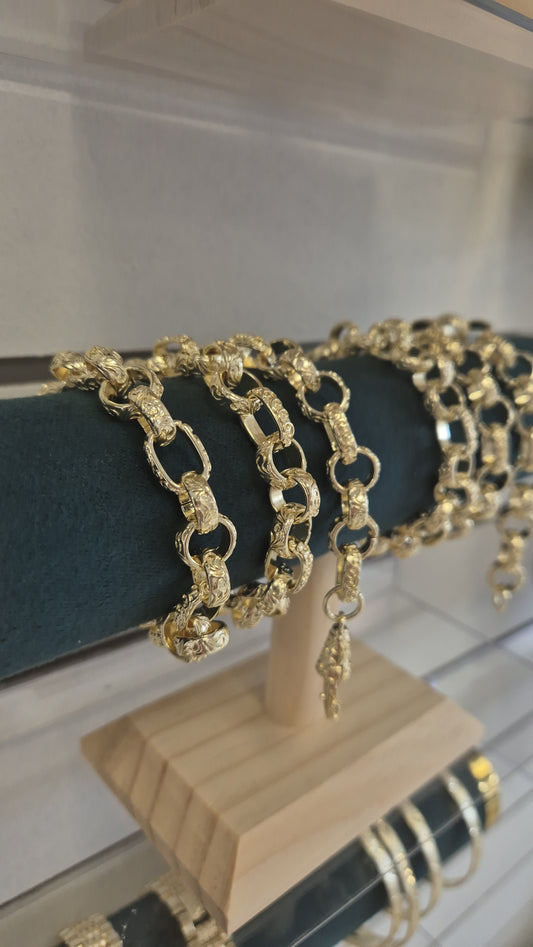 12mm Full Patterned Gypsy Link Bracelet