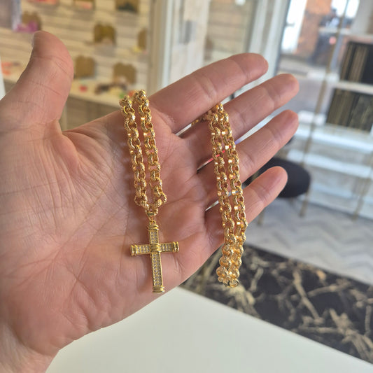 Cross Pendant On 6mm Belcher