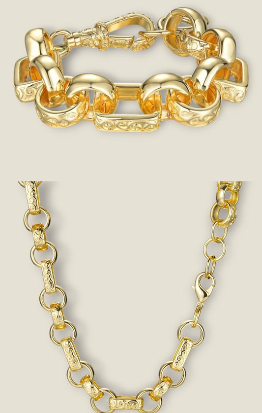 15mm XL Mens Gypsy Link Chain and Bracelet