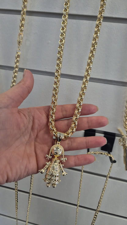 10mm Alternate Belcher Chain and Pendant 24"
