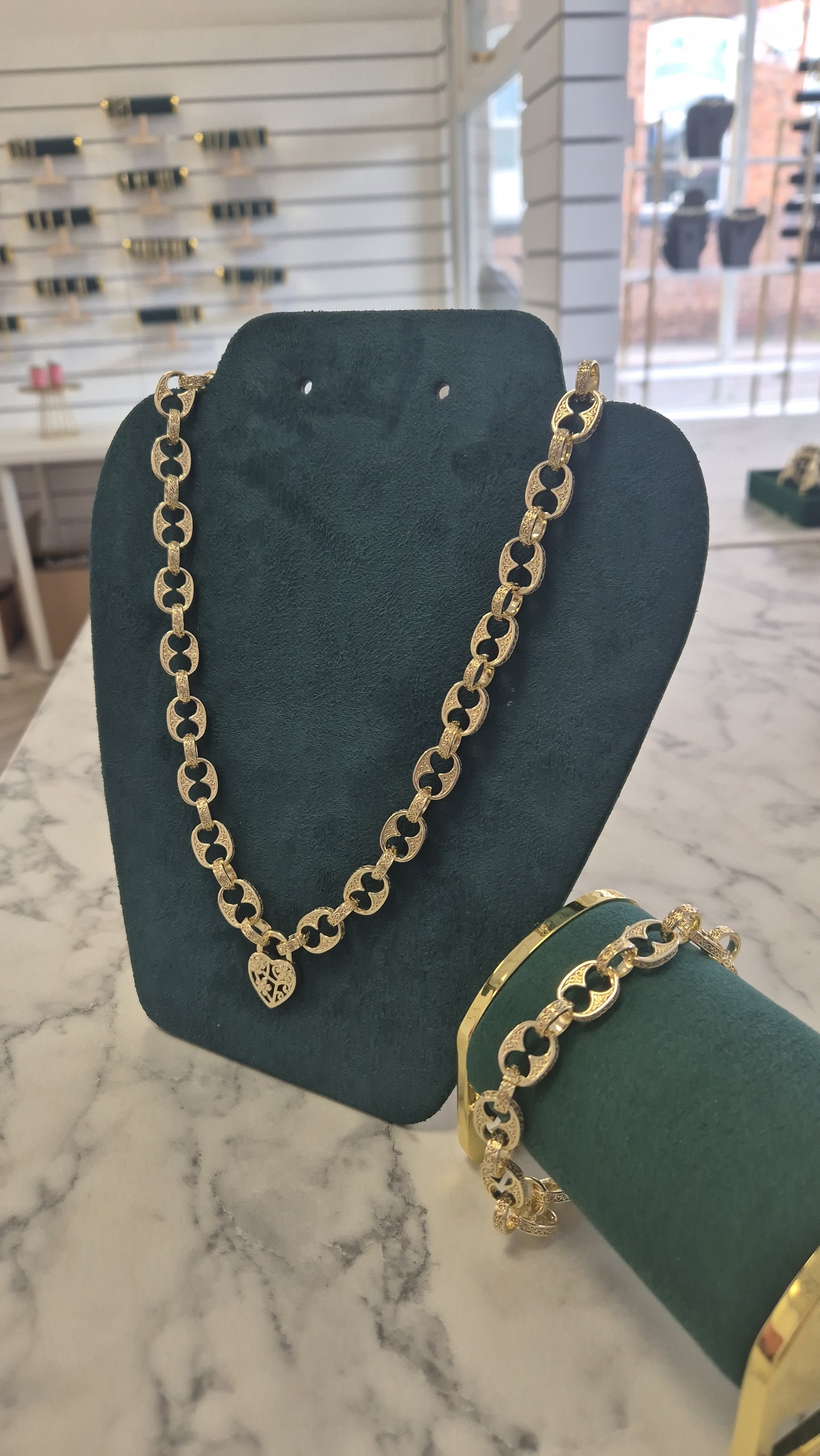 Heart Lock Button Chain and Bracelet