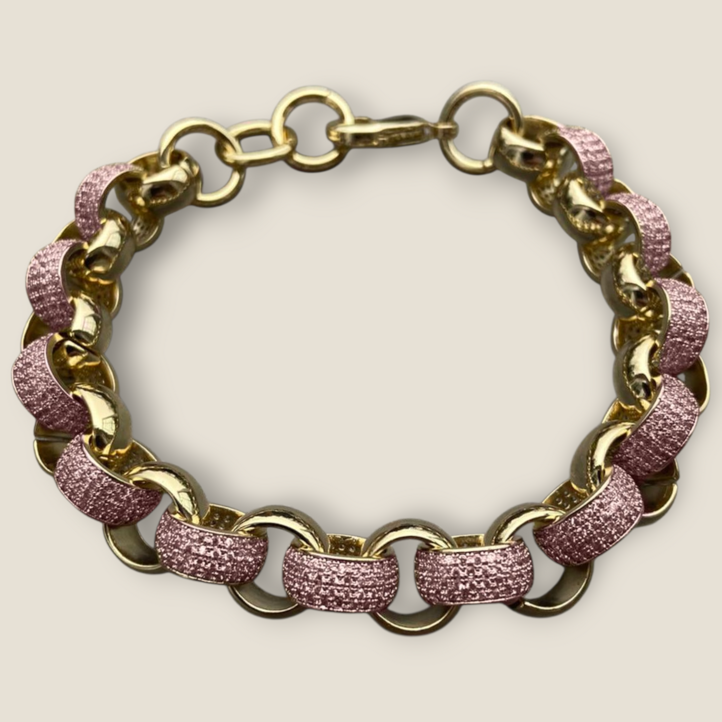 12mm Pink Alternate Cz Belcher Bracelet