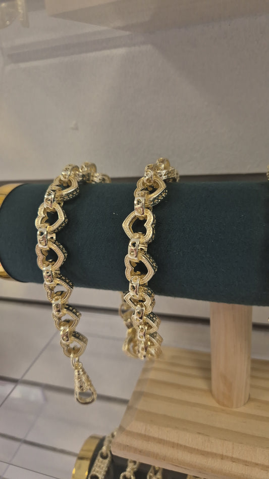 12mm Full Patterned Heart Bracelet