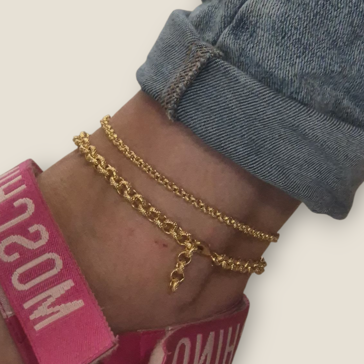 Bracelet Or Anklet Set - 4mm & 6mm Patterned