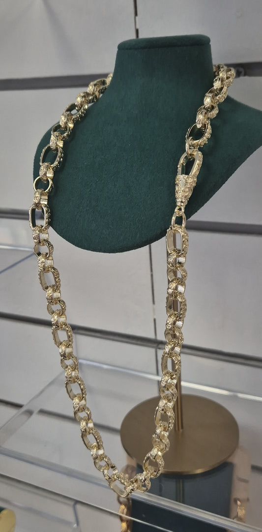 10mm Full Patterned Gypsy Link Chain 24"