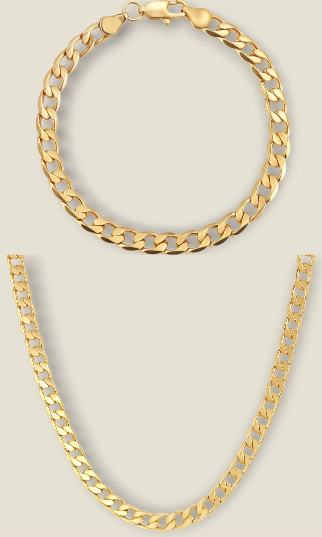 6mm Curb Chain and Bracelet Set