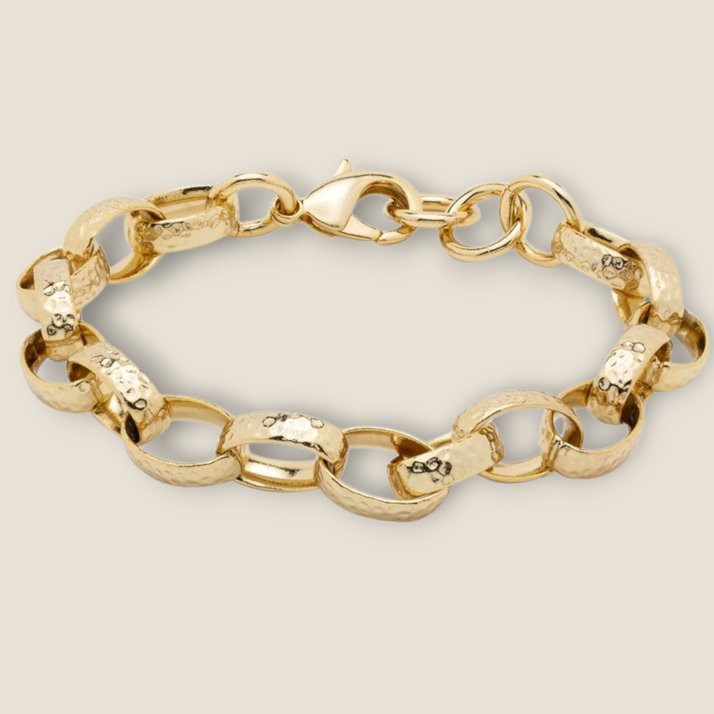 11mm Oval Hammered Pattern Belcher Bracelet