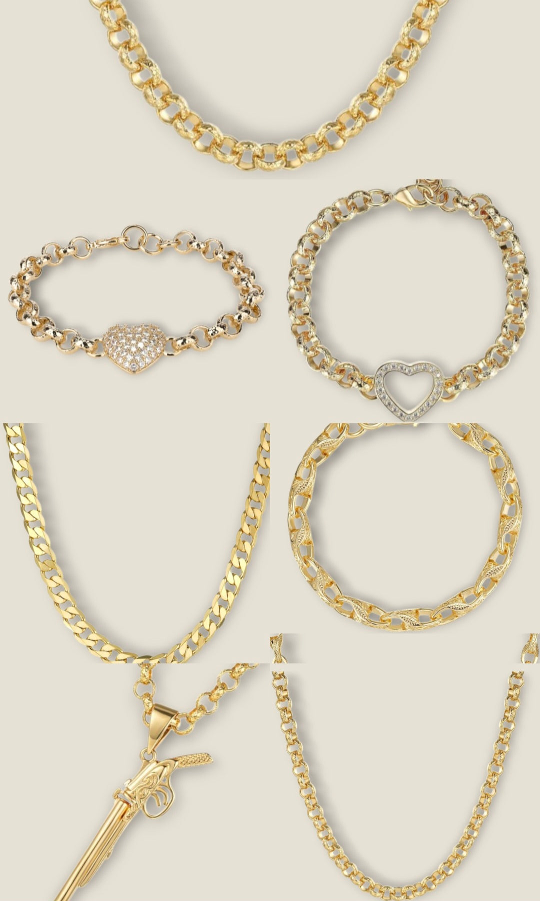 CZ Belcher and 8mm Full Patterned Belcher Chain Bundle