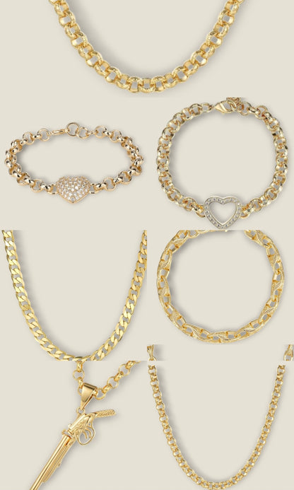 CZ Belcher and 8mm Full Patterned Belcher Chain Bundle