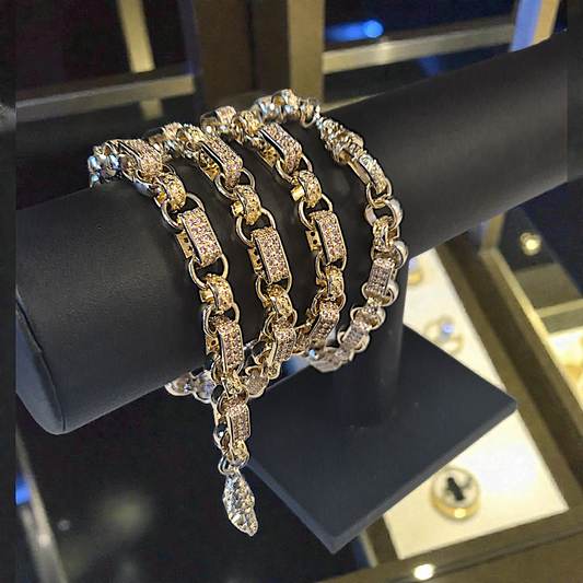 10mm Light Pink Cz Gypsy Link Bracelet