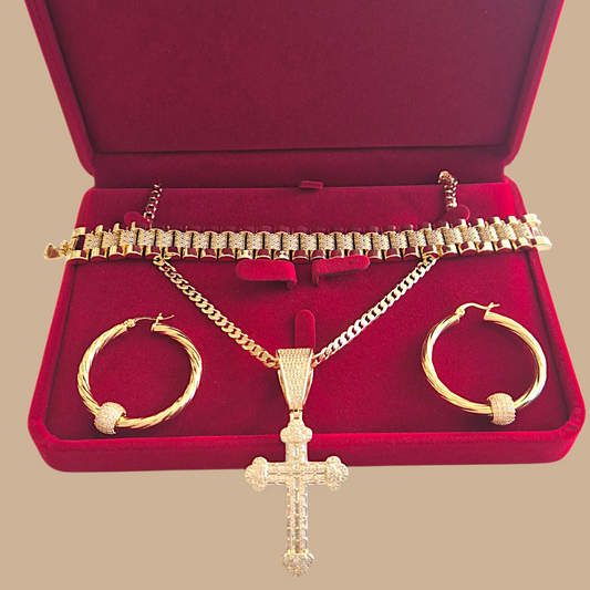 Gift Boxed Cross and Watch Strap Bundle