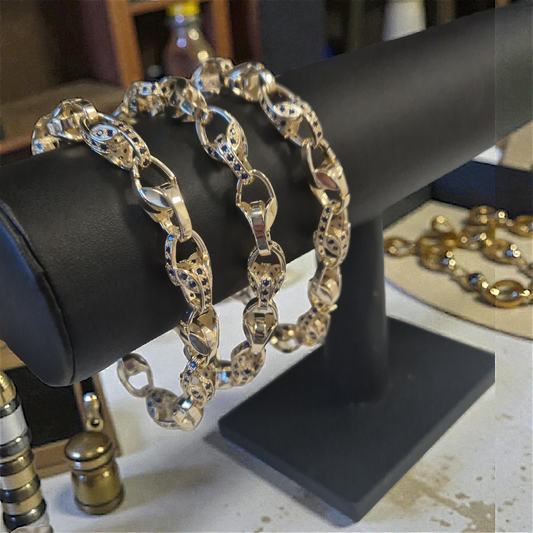 Blue Alternate Cz Tulip Bracelet