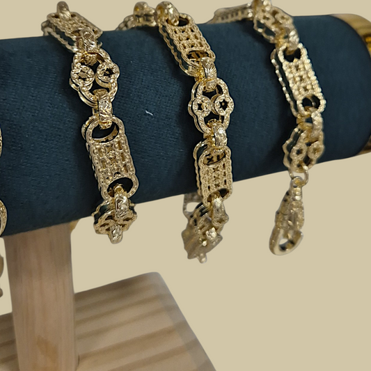 10mm Full Patterned Stars N Bars Bracelet 8"