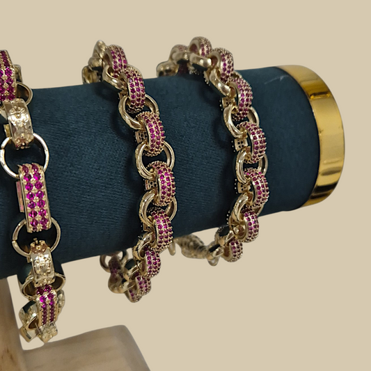 12mm Pink Alternate Cz Belcher Bracelet