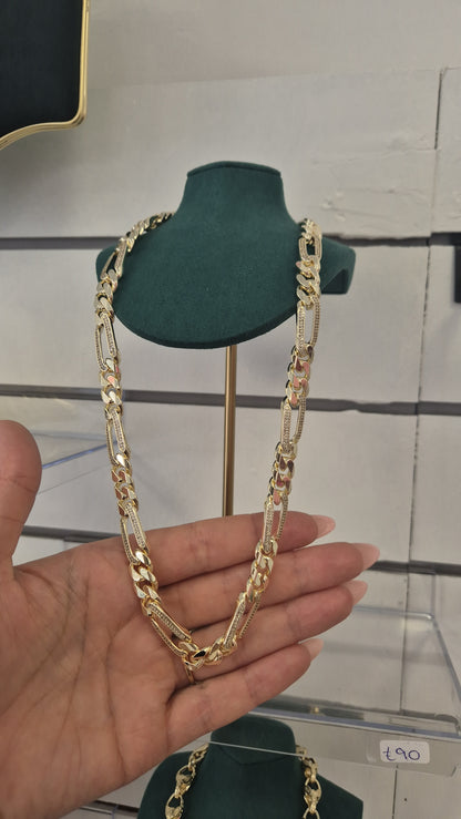10mm Cz Figaro Chain 22"